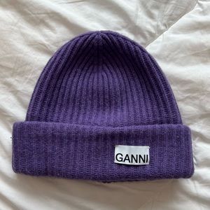 Ganni Rib Knit Beanie Persian Violet